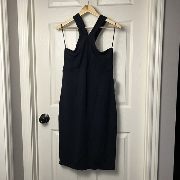 Felicity & Coco Jenny Navy Blue Sleeveless High Neck Halter Bodycon Dress XL - Picture 2 of 11